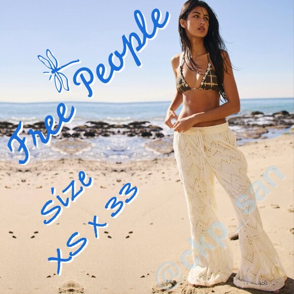 NWT Free People Emma Embroidered Pants Sz XS